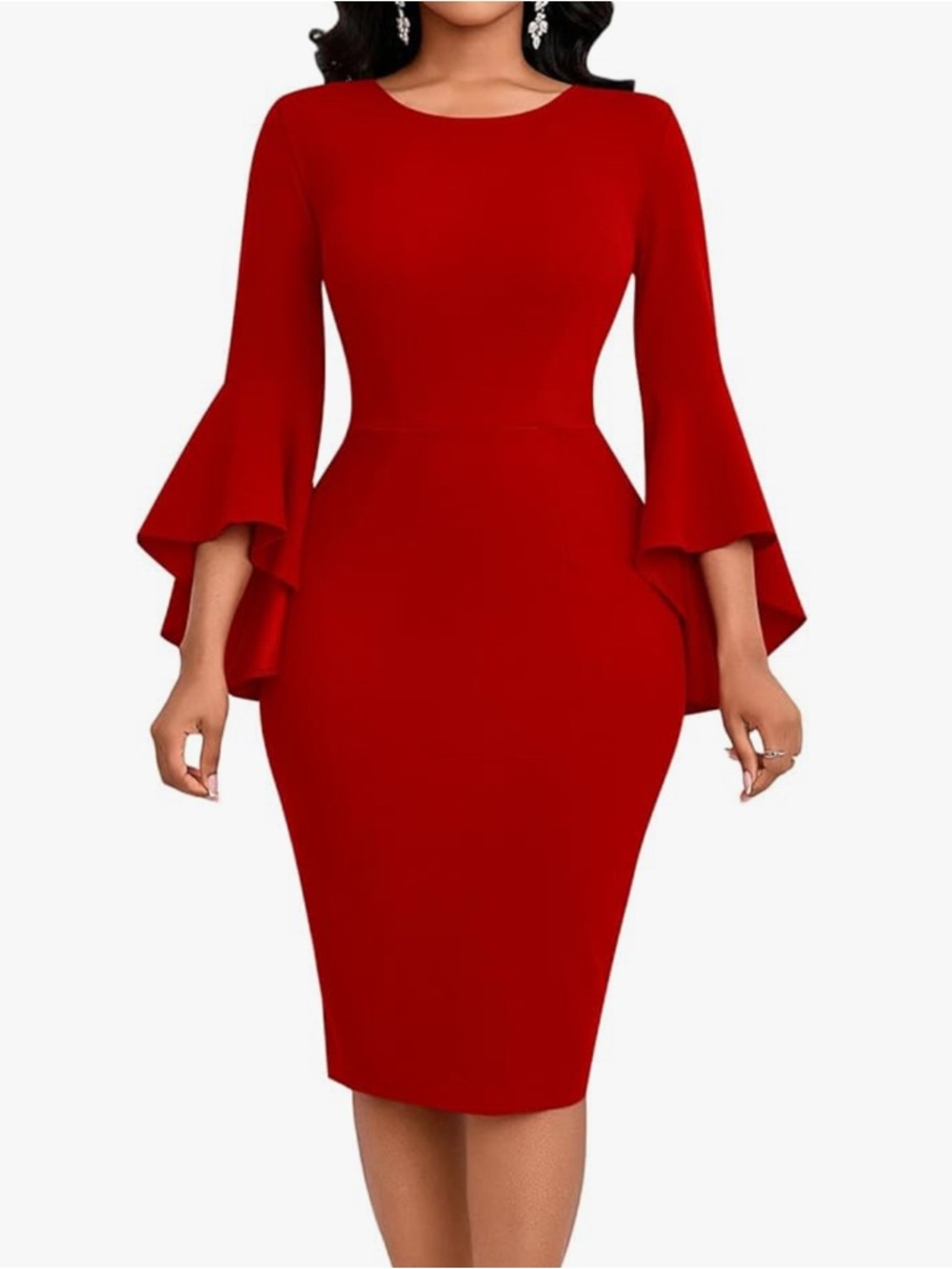 Red bell ruffle sleeve Dress sz XXL